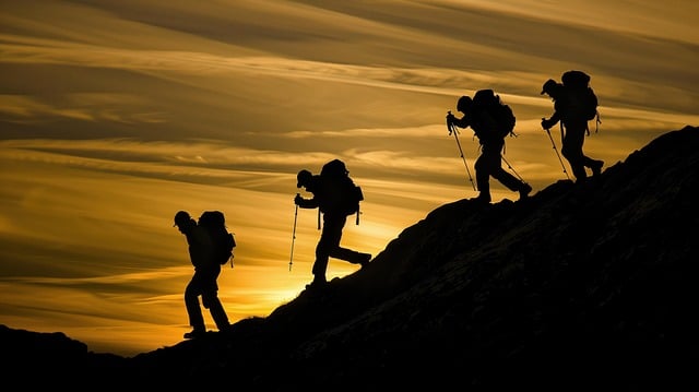 senderismo en equipo